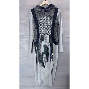 ANDRVIE Angels Never Die Grey Turtleneck Mock Long‎ Sleeve Sweater Dress Size 3